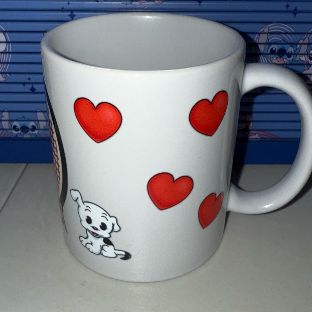 White Mug with Betty boop Red Hearts and Puppy Design